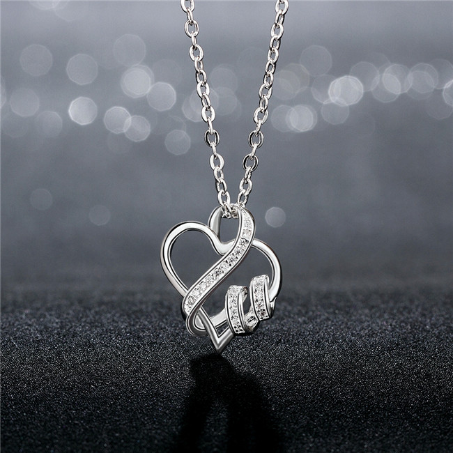 New arrival women's heart shape Pendant Necklace white gemstone sterling silver plated necklace STSN715,hot sale fashion 925 silver necklace