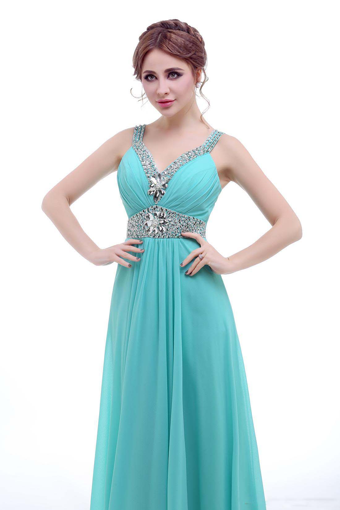 100 Real Picture Plus Size Bridesmaid Dresses Cheap Long V Neck Back With Straps Chiffon Long Maid Of Honor Dress Wear Prom Party