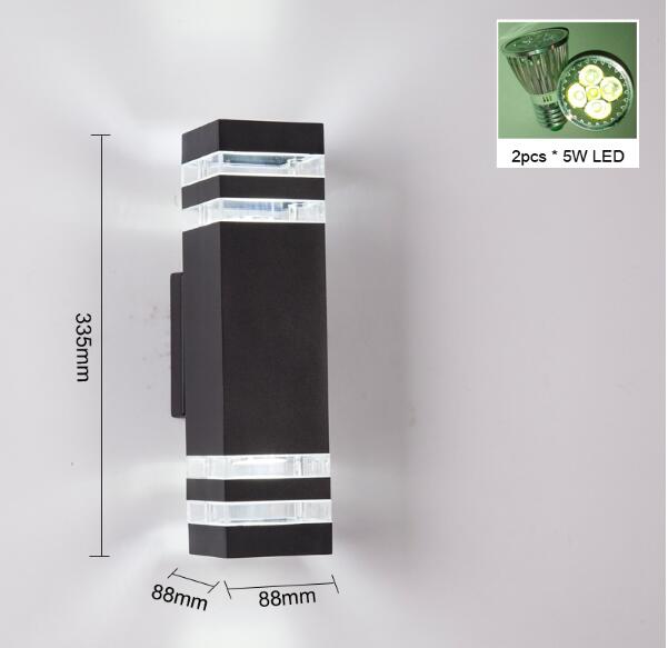 Outdoor Waterproof E27 LED Wall Lamp Porch Lights Up and Down Dual-Head Aluminum Light for Garden Yard Corridor Balcony