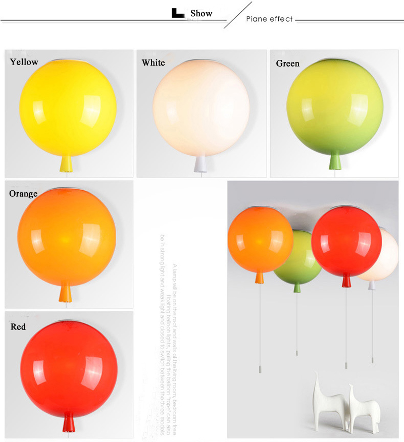 balloon Colorful lamp ceiling lamp 250mm modern minimalist creative bedside cartoon children in kindergarten room bedroom ceiling lamp kdergarten bed