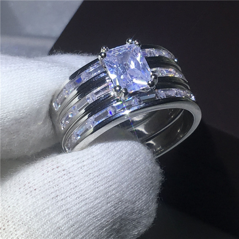 2017 Fashion ring Princess cut 5A zircon crystal White gold filled Engagement wedding band rings for women men Bijoux
2017 Fashion ring Princess cut 5A zircon crystal White gold filled Engagement wedding band rings for women men Bijoux
