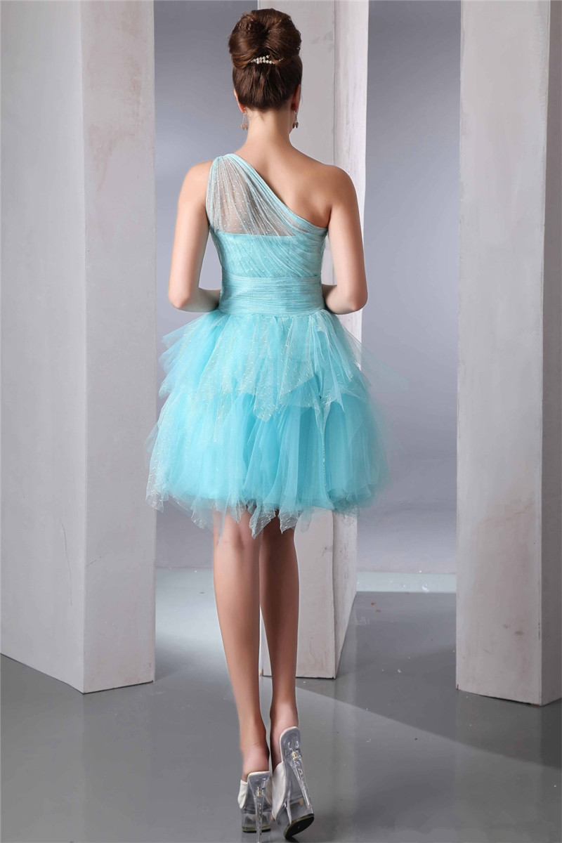 2017 Sexy One-Shoulder Crystal Lace A-Line Mini Homecoming Dress With Green Graduation Prom Party Gown BH11