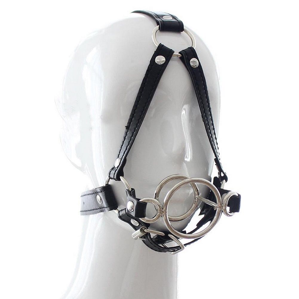 Adult Toys Leather Strap Head Harness Metal Gag Open Mouth Bondage Fetish Restraint Slave #R501