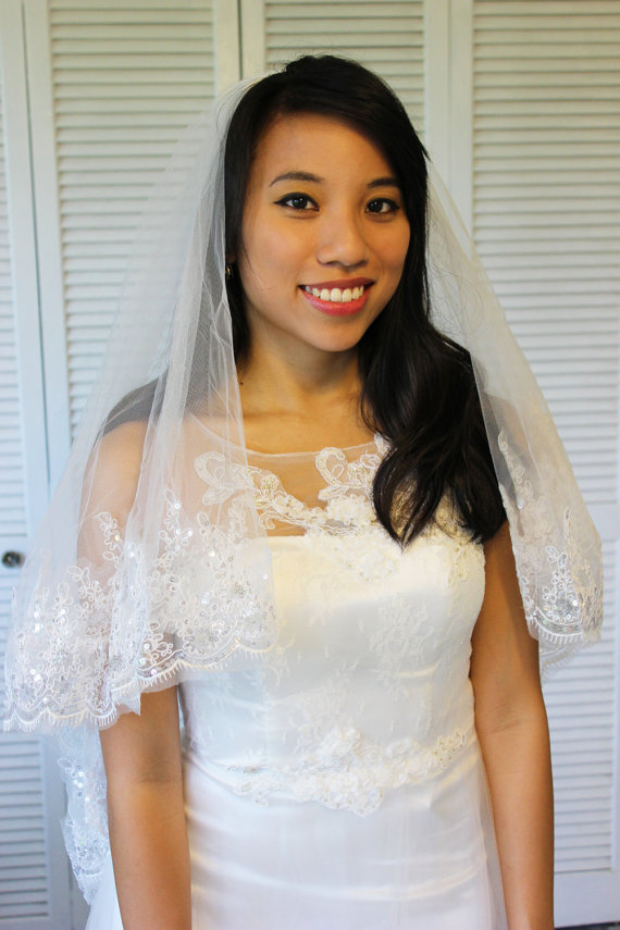 New Top Fingertip Length White Ivory Wedding Veil Lace Edge Bridal Veil Two layer With Comb Tulle
New Top Fingertip Length White Ivory Wedding Veil Lace Edge Bridal Veil Two layer With Comb Tulle
