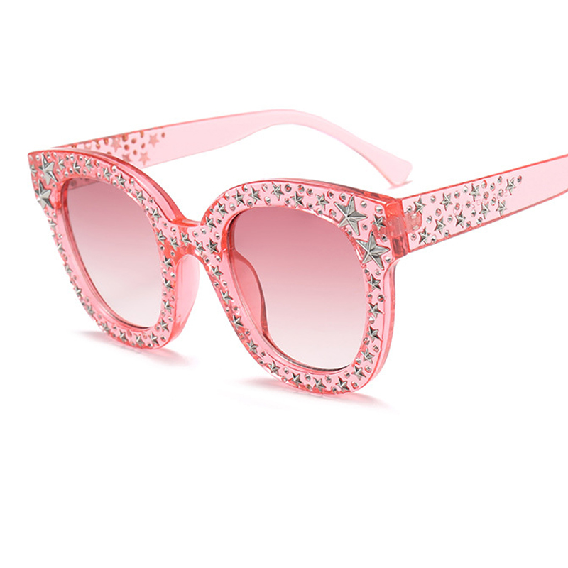 

2018 Oversized Pink Crystal Embellished Sunglasses Men Women Retro Vintage Big Square Frame Sun Glasses Shades UV400 L62