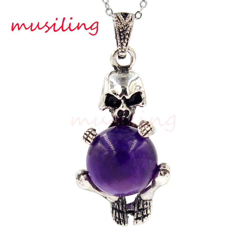 Skull Pendants Jewelry Silver Plated Natural Gem Stone Crystal Amethyst Opal etc Stone Charms European Fashion Cool Men Jewelry Gifts 
Skull Pendants Jewelry Silver Plated Natural Gem Stone Crystal Amethyst Opal etc Stone Charms European Fashion Cool Men Jewelry Gifts