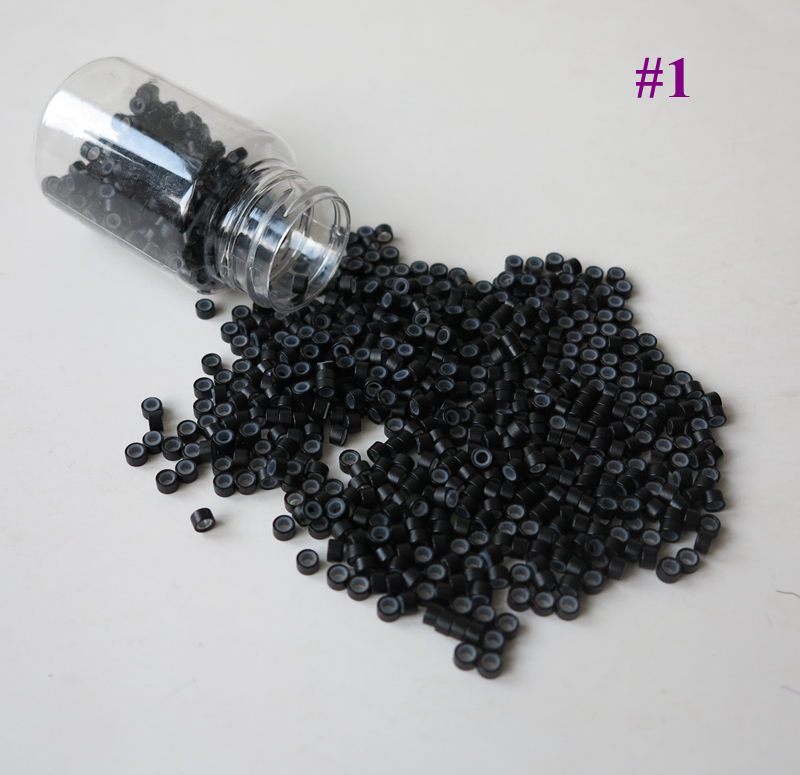 Aluminium Silicone Lined Micro Rings/Links/Beads for Feather Human Hair Extensions 1000pcs/ bottle 5.0mm*3.0mm*3.0mm 1# Black
Aluminium Silicone Lined Micro Rings/Links/Beads for Feather Human Hair Extensions 1000pcs/ bottle 5.0mm*3.0mm*3.0mm 1# Black