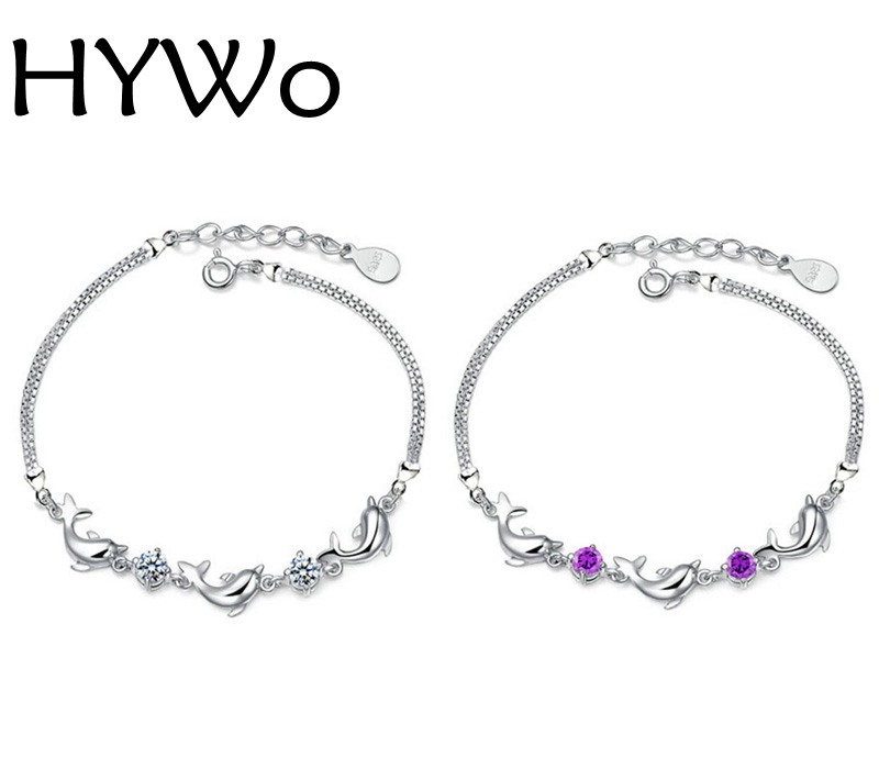 HYWo shop unique DIY 925 Silver zircon crystal dolphin bracelet for fashion women gift pulseras factory direct special wholesale от DHgate WW