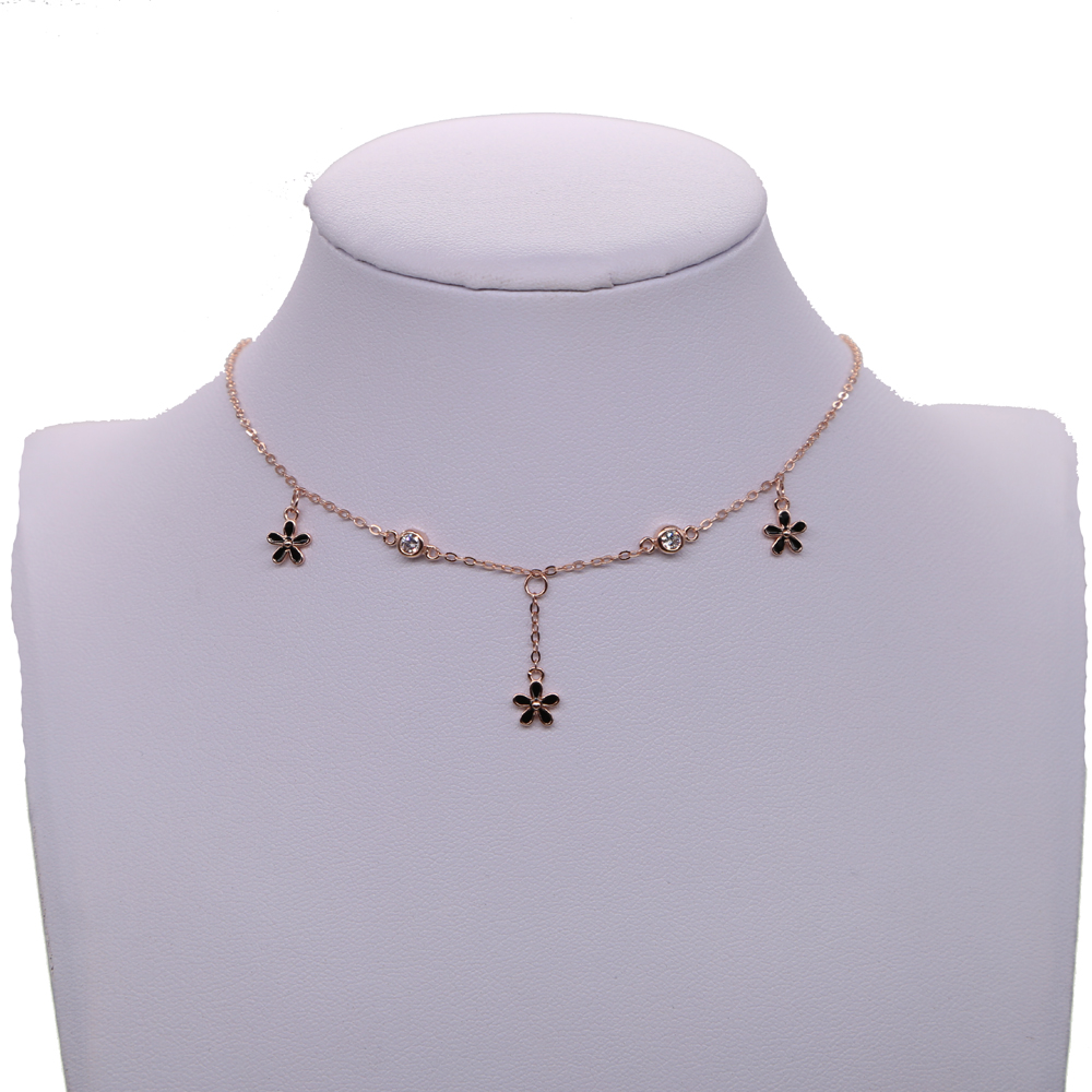 100 925 sterling silver enamel pink black daisy flower charm charm choker fits pandora silver girl gift necklace