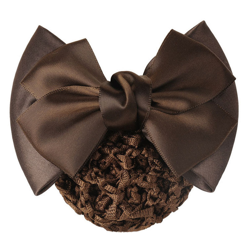 Lady Satin Bow Rhinestone Barrette Hair Clip Cover Net Bun Snood Bowknot Sweet #R48