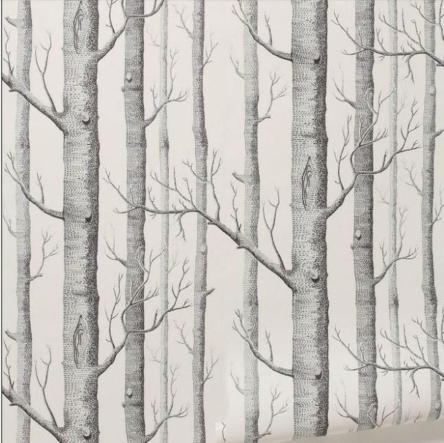 Birch Tree pattern non-woven woods wallpaper roll modern designer wallcovering simple black and white wallpaper for living room
Birch Tree pattern non-woven woods wallpaper roll modern designer wallcovering simple black and white wallpaper for living room