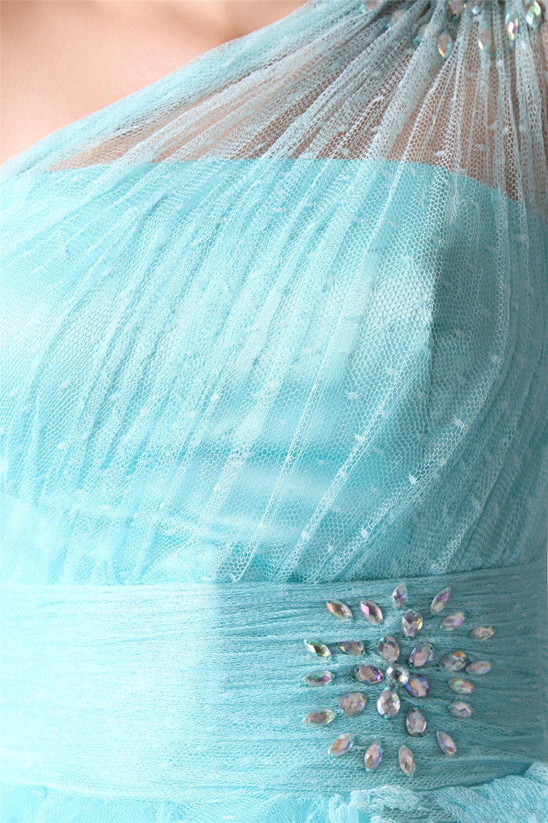 2017 Sexy One-Shoulder Crystal Lace A-Line Mini Homecoming Dress With Green Graduation Prom Party Gown BH11