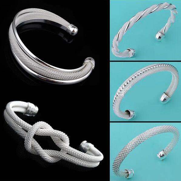 925 Sterling Silver plated Bangle Bracelets 5 styles shining Women's cuff Bangle Bracelet Jewelry Hot Sale
925 Sterling Silver plated Bangle Bracelets 5 styles shining Women's cuff Bangle Bracelet Jewelry Hot Sale