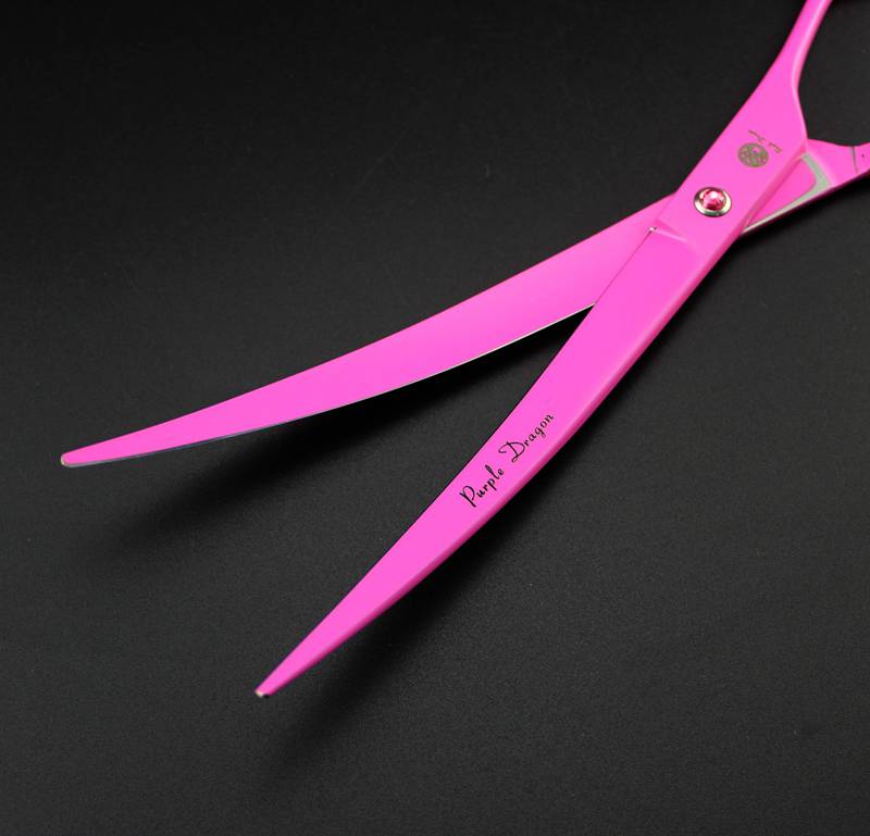 top quality with leather case purple dragon 9.0" professional hair cutting scissors Pet hair scissors Curved scissors 62HRS 9CR