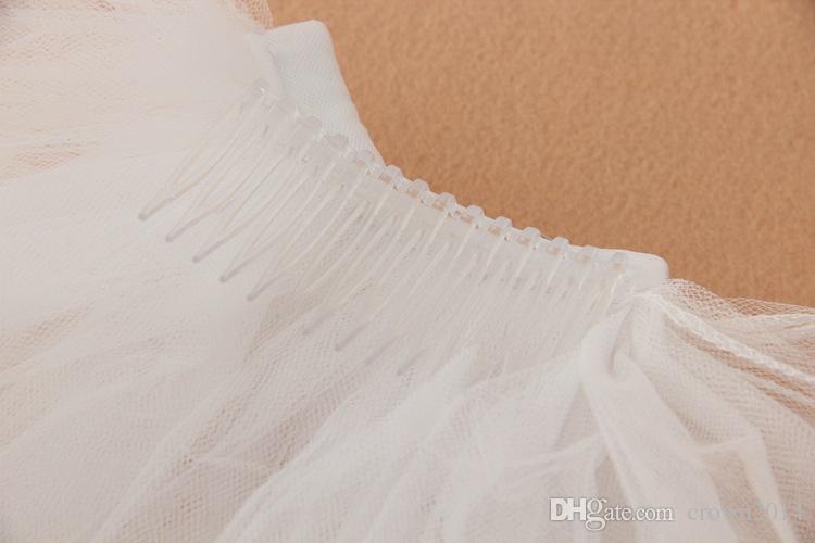 Three Layered White Pageant Veils For Little Girls Flower Girl Veil For Weddings Cute Beaded Princess With Bow Prom