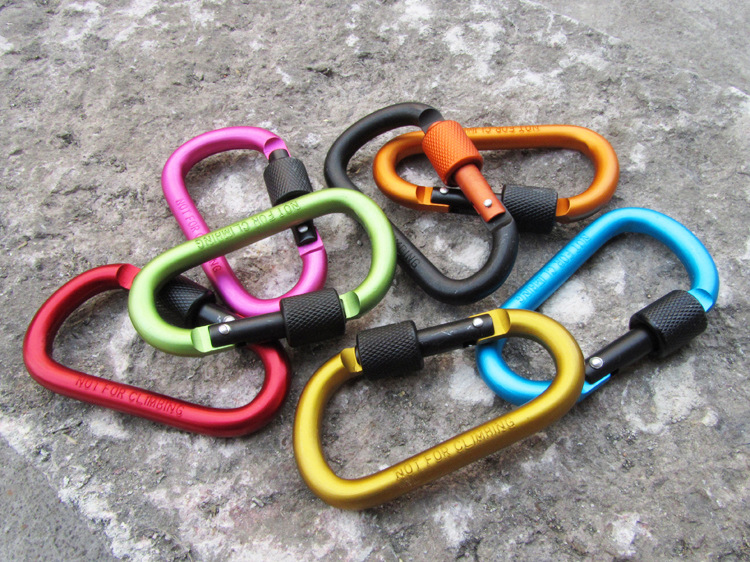 Aluminum Carabiners Camping Outdoor Aluminum Alloy D Screw Lock Carabiner Clip Hook Camping Keychain Screwgate Screw Locking