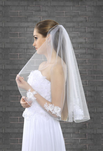 New One Layer Elbow Length White Ivory Lace Applique Wedding Veil With comb Bridal Veil 241
New One Layer Elbow Length White Ivory Lace Applique Wedding Veil With comb Bridal Veil 241