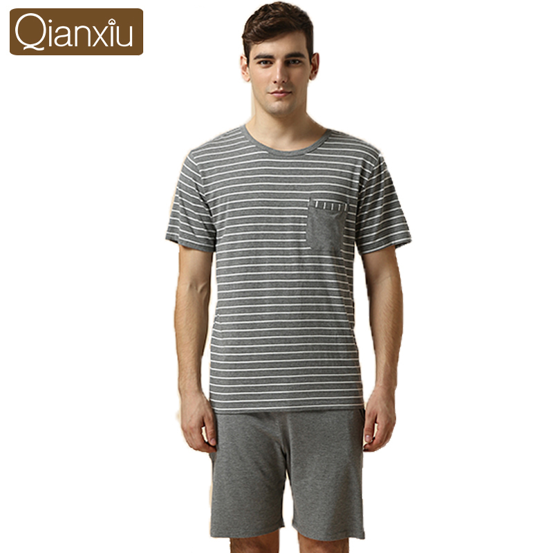 Wholesale-Summer Casual Modal Pajamas for Men Stripe Short-sleeve Pajamas to sleepwomen&men Plus Size Pajama Set 1pcsFree Shipping, Men gray
Wholesale-Summer Casual Modal Pajamas for Men Stripe Short-sleeve Pajamas to sleepwomen&men Plus Size Pajama Set 1pcsFree Shipping, Men gray