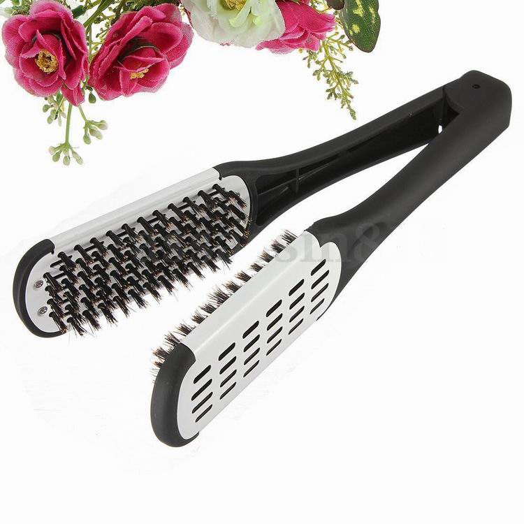 hair straighteners Ceramic Hair Straightening Double Brush Comb Clamp Hairdressing Ceramic Straightener Hair Double Brush Straigh