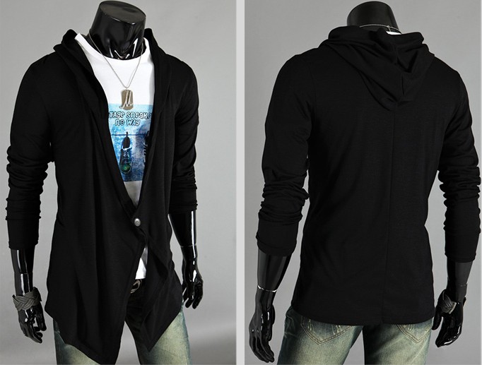 Mens Fashion Cardigan Hooded Sweater Shirt Personality Lengthen Long Men's Sweater Mens Overcoat Men Long Coat Trench Coat Men
