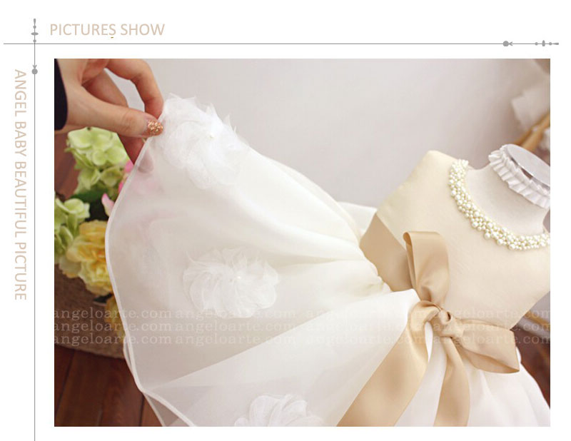 Champagne Summer Sleeveless girls Tutu Dresses For Wedding,Girl Christening Gown,infant birthday outfit Princess