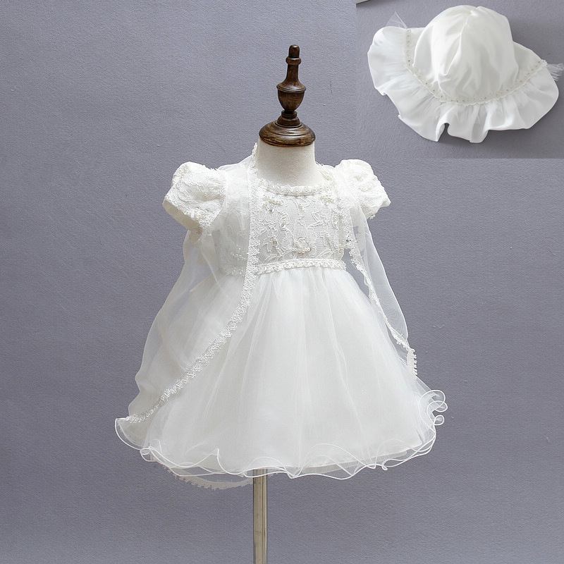 New Baby Girl Baptism Christening Easter Gown Dresses Lace Satin Embroidery Shwal Formal Toddler Baby Girl Party Dresses 3PCS/Set от DHgate WW