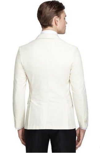 New Arrival One Button Ivory Groom Tuxedos Groomsmen Shawl Lapel Best Man Wedding Prom Dinner Suits (Jacket+Pants+Bow Tie) K17