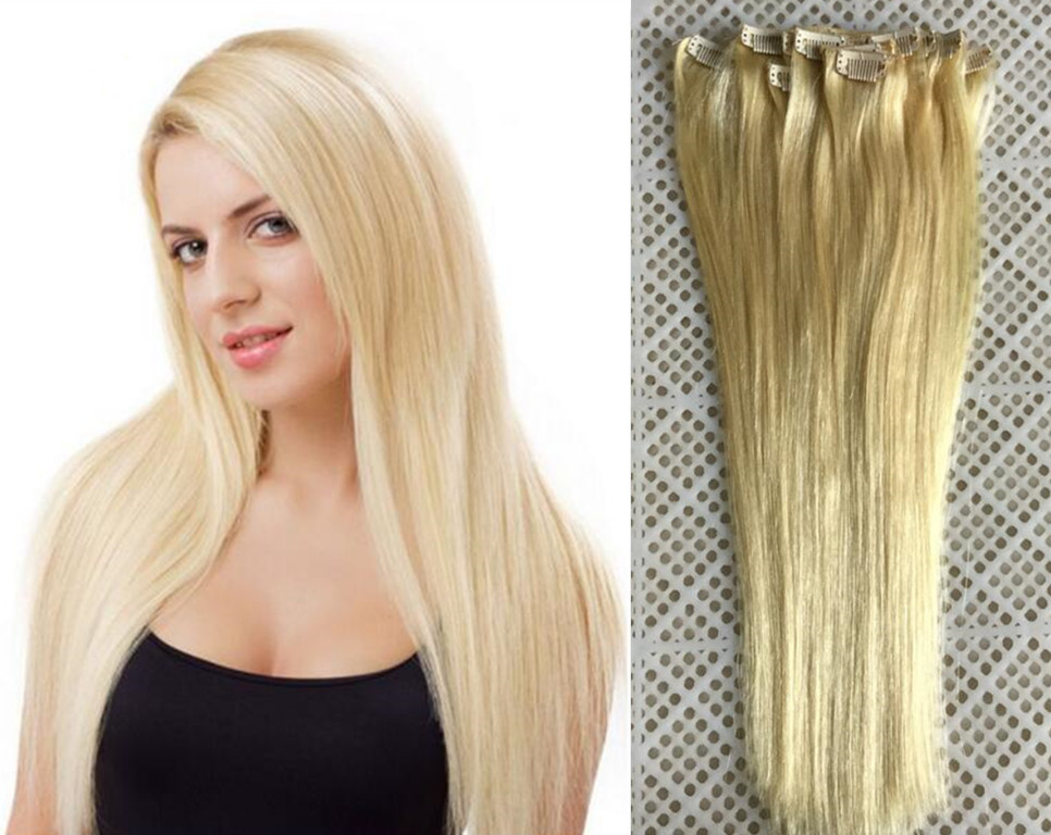 LUMMY Hair 14"-26" 100% Brazilian Remy Human hair Clips in/on Human Hair Extension 8pcs set Full Head 120g, Blonde #613
LUMMY Hair 14"-26" 100% Brazilian Remy Human hair Clips in/on Human Hair Extension 8pcs set Full Head 120g, Blonde #613