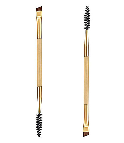 professional makeup tools bamboo handle double eyebrow brush + comb synthetic hair multi-function brush