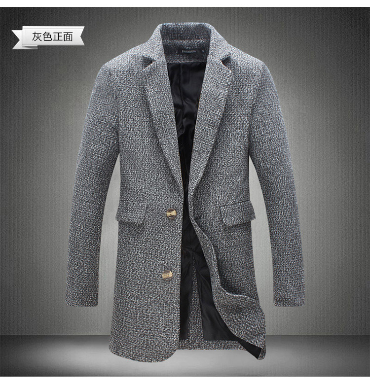 2016 Autumn new men's windbreaker jacket long section of men's business casual slim lapel solid color men's large size coat tide
