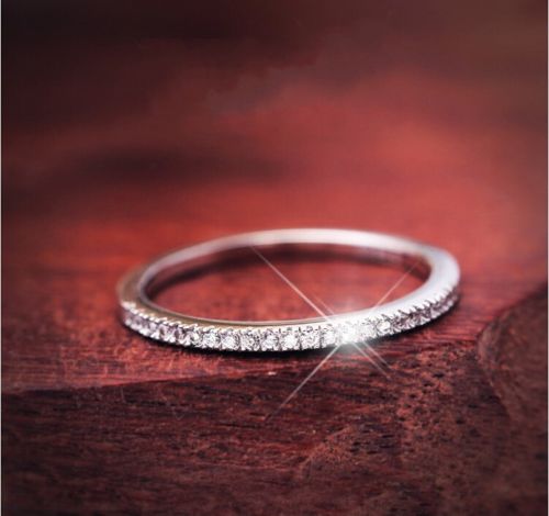 Pave setting Luxury Jewelry Vintage Soild 925 Sterling silver Topaz CZ Diamond Wedding Engagement Band Rings for Women Size 5-9 Never Fade