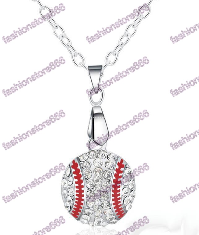 Crystal Baseball Pendant Necklaces Fashion Sports Jewelry Best Friend Gift For Team Club Base Ball Lovers