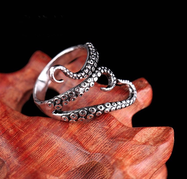 Band Rings Zinc Alloy Punk Style Squid Octopus Ring New Men's Jewelry Animal Opened Adjustable Finger Ring for MChristmas gift for women