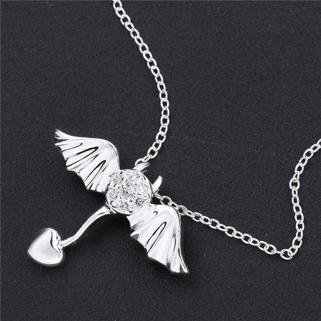 Brand new Angel wings Pendant Necklace white gemstone sterling silver necklace STSN686,fashion 925 silver necklace factory direct sale