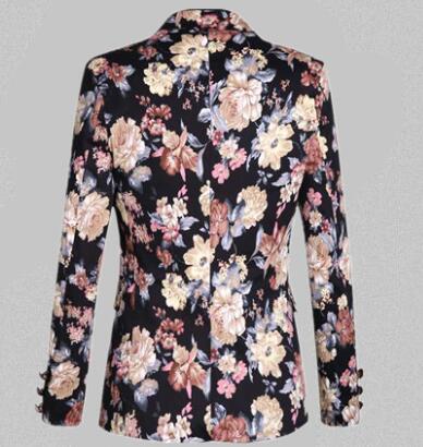 Wholesale-Flower suit male plus size plus size blazer male autumn slim blazer men's clothing outerwear