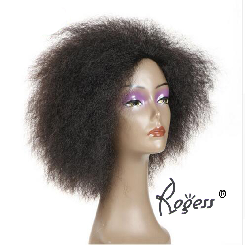 Short Synthetic Wigs None Lace Front Wig Kinky Straight Kanekalon Heat Resistant For Black Women African American Wigs