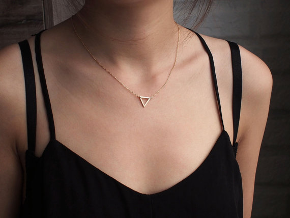 10PCS Tiny Open Triangle Necklaces Chevron Triangle Outline Necklace Simple Geometric V Necklace for Women
