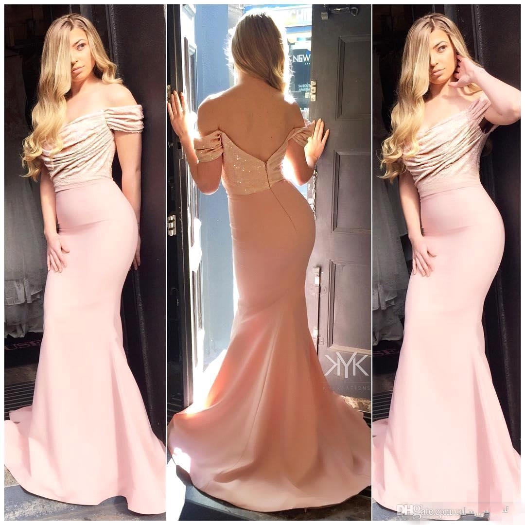 One Pcs Bury Sparkly Sequined Mermaid Bridesmaid Off the Shoulder Best Wedding Party Dresses Blush Pink Maid of Honor Gowns 2024