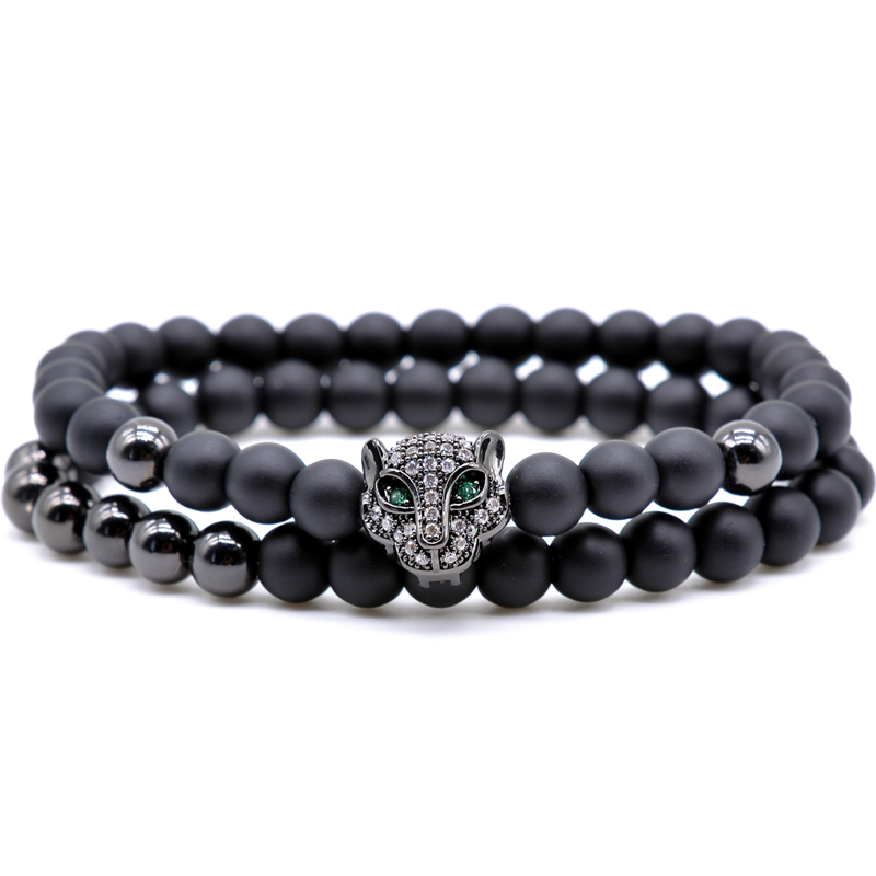 Charm leopard head two in one Bracelet Strands 6 mm black natural agate beads sin bead man Du Jinzhu
Charm leopard head two in one Bracelet Strands 6 mm black natural agate beads sin bead man Du Jinzhu