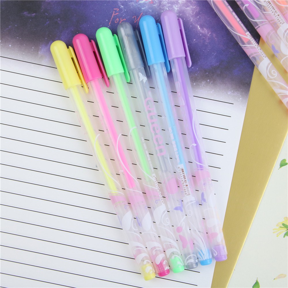 Wholesale-0.8mm Kawaii Candy Color Princess Style Multicolor Gel Ink Pen Escolar Stationery Papelaria School Office Supplies