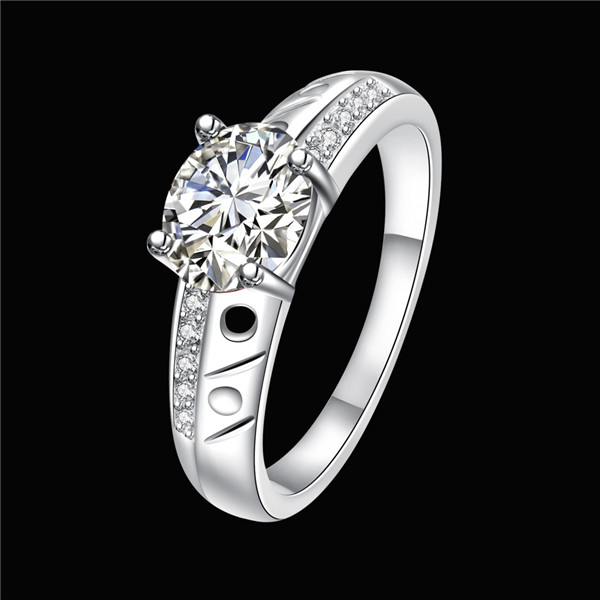 Hot sale Full Diamond fashion round 925 silver Ring STPR057D brand new white gemstone sterling silver plated finger rings