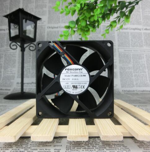 FOXCONN PVA080G12H-P00 DC12V 0.60A 80*80*25 (5 pin 4 wire) chassis cooling fan 
FOXCONN PVA080G12H-P00 DC12V 0.60A 80*80*25 (5 pin 4 wire) chassis cooling fan