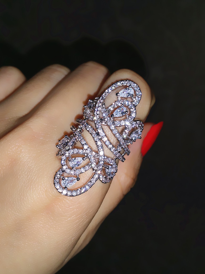 Victoria Wieck Luxury Wide Jewelry 925 Sterling Silver White Topaz Simulated Diamond Gemstones CZ Flower Wedding Women Band Giift Size 5-11