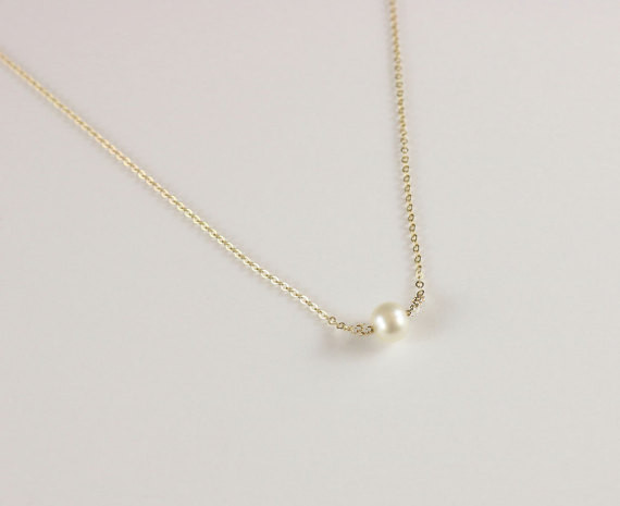 10PCS Simple White or Ivory Pearls Necklace Cute Circle Round Pearl Shape Necklaces with Gold Silver Chain for Women Wedding Party