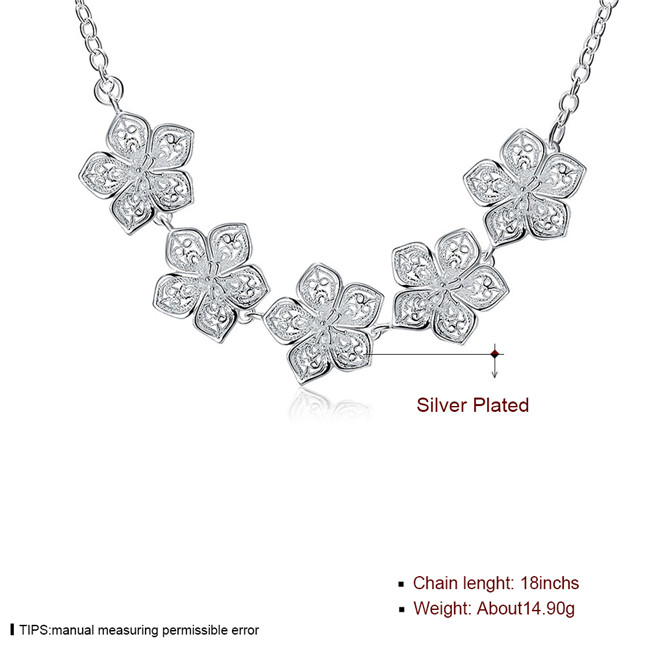 Hot sale Flower Necklace sterling silver plated necklace STSN336,wholesale fashion 925 silver Chains necklace factory direct sale christmas