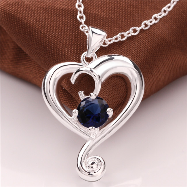 Best gift heart shape pendant necklace white gemstone sterling silver necklace STSN603,fashion 925 silver necklace factory direct sale