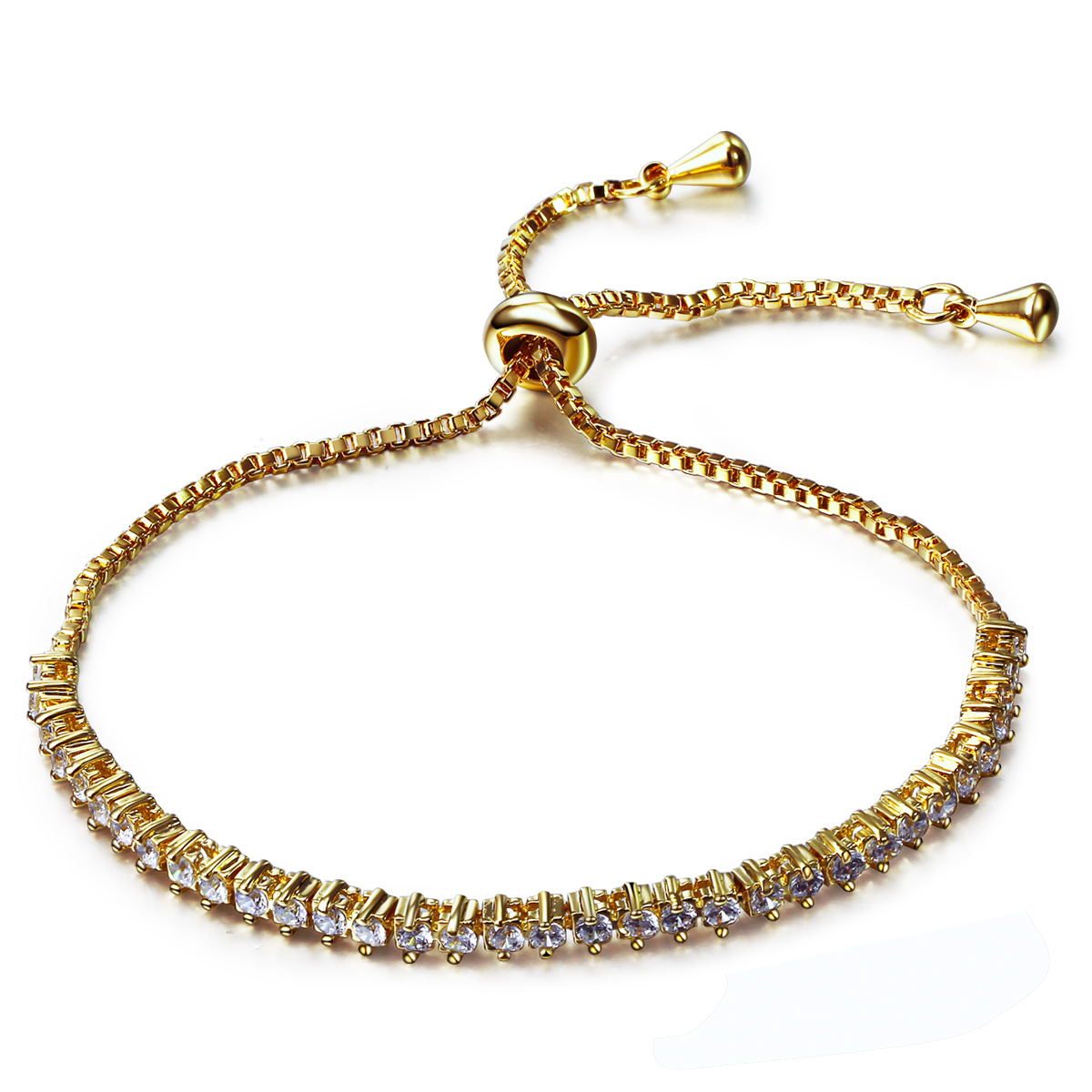 Adjustable Length size Bracelet 18K Gold/Platinum plate with Cubic Zirconia Free size Bangle & Bracelet