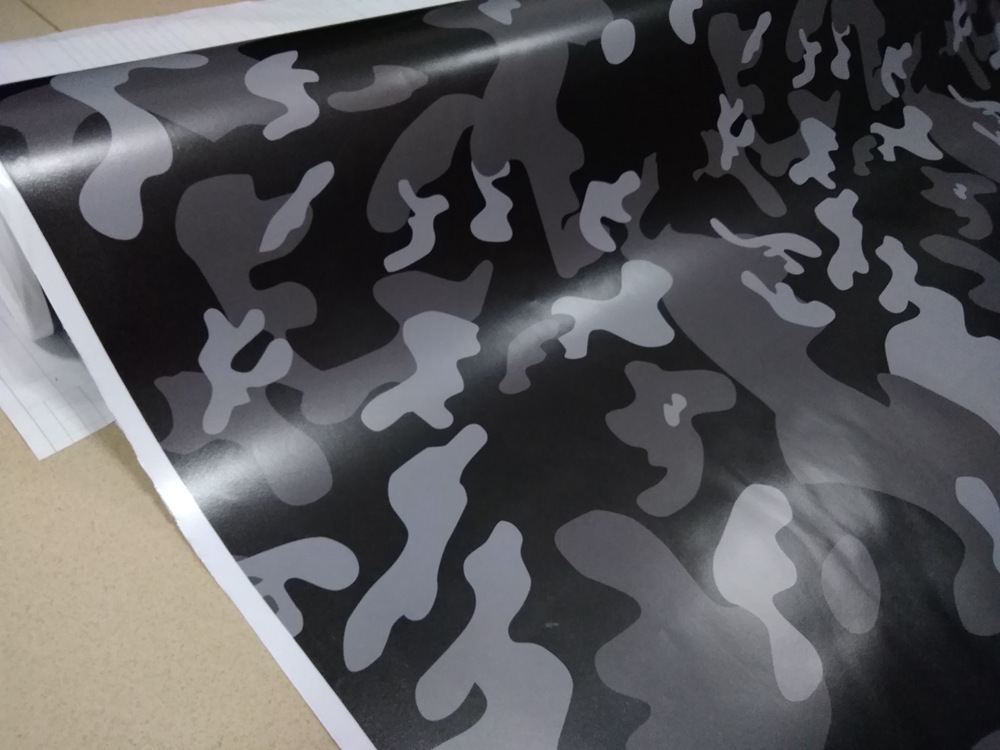 White black Gray Camo Car Wrap Vinyl With Air Release Gloss/ Matt Arctic Camouflage covering Truck boat graphics STYLING size 1.52X30M ROLL