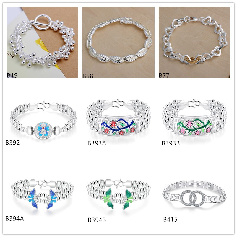 Mixed style 8 pieces a lot high grade women's sterling silver plated Bracelet Grapes beads Plum flower Butterfly 925 silver Bracelet EMB25
Mixed style 8 pieces a lot high grade women's sterling silver plated Bracelet Grapes beads Plum flower Butterfly 925 silver Bracelet EMB25