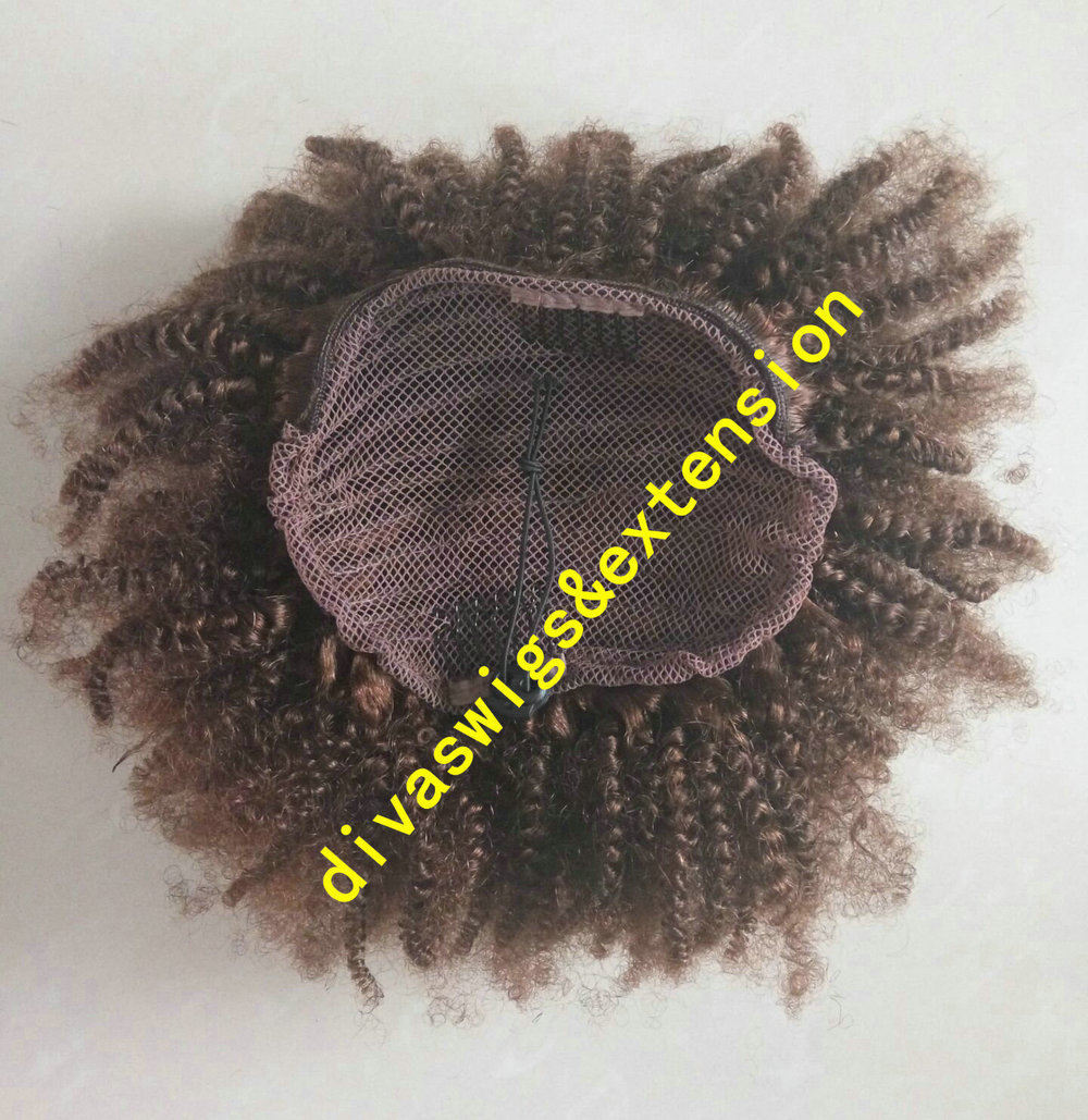 Natural brown hair puff afro kinky curly drawstring ponytail for black women afro ponytail hair extension